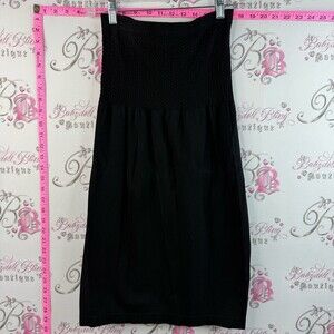 Strapless stretchy dress Black Strapless Smocked Bodice Dress